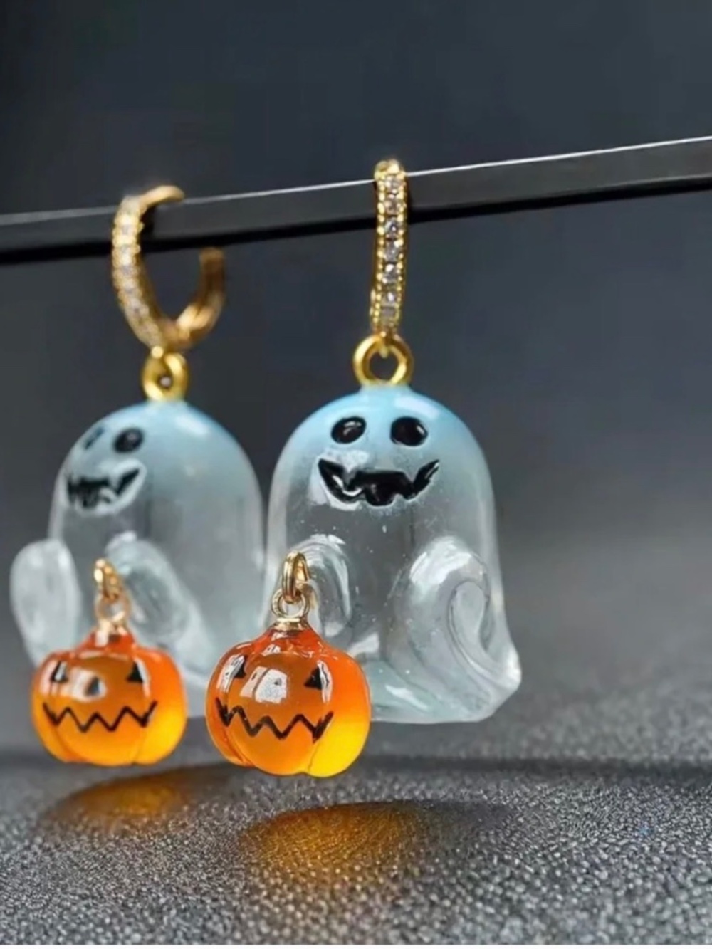 Ghost and dangling pumpkin earrings